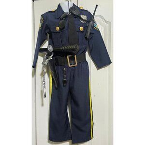 Police Costume Toddler 3-4 Cop Uniform Radio Whistle Sunglasses Handcuffs Set